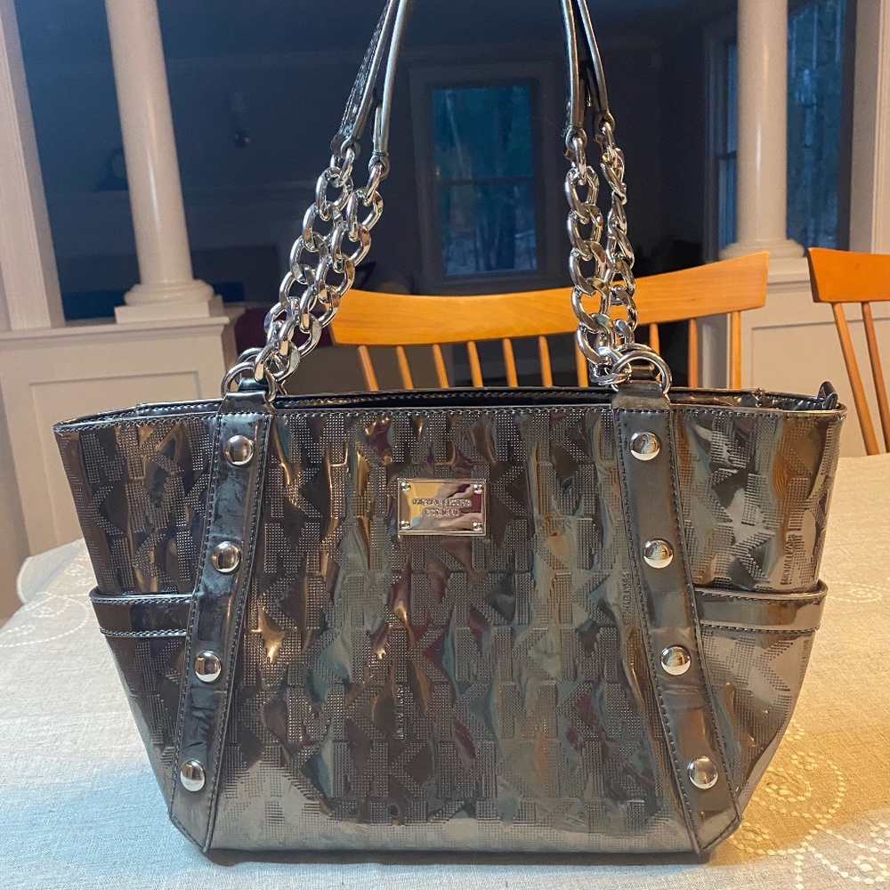 Michael Kors Metallic MK Logo Chain Purse